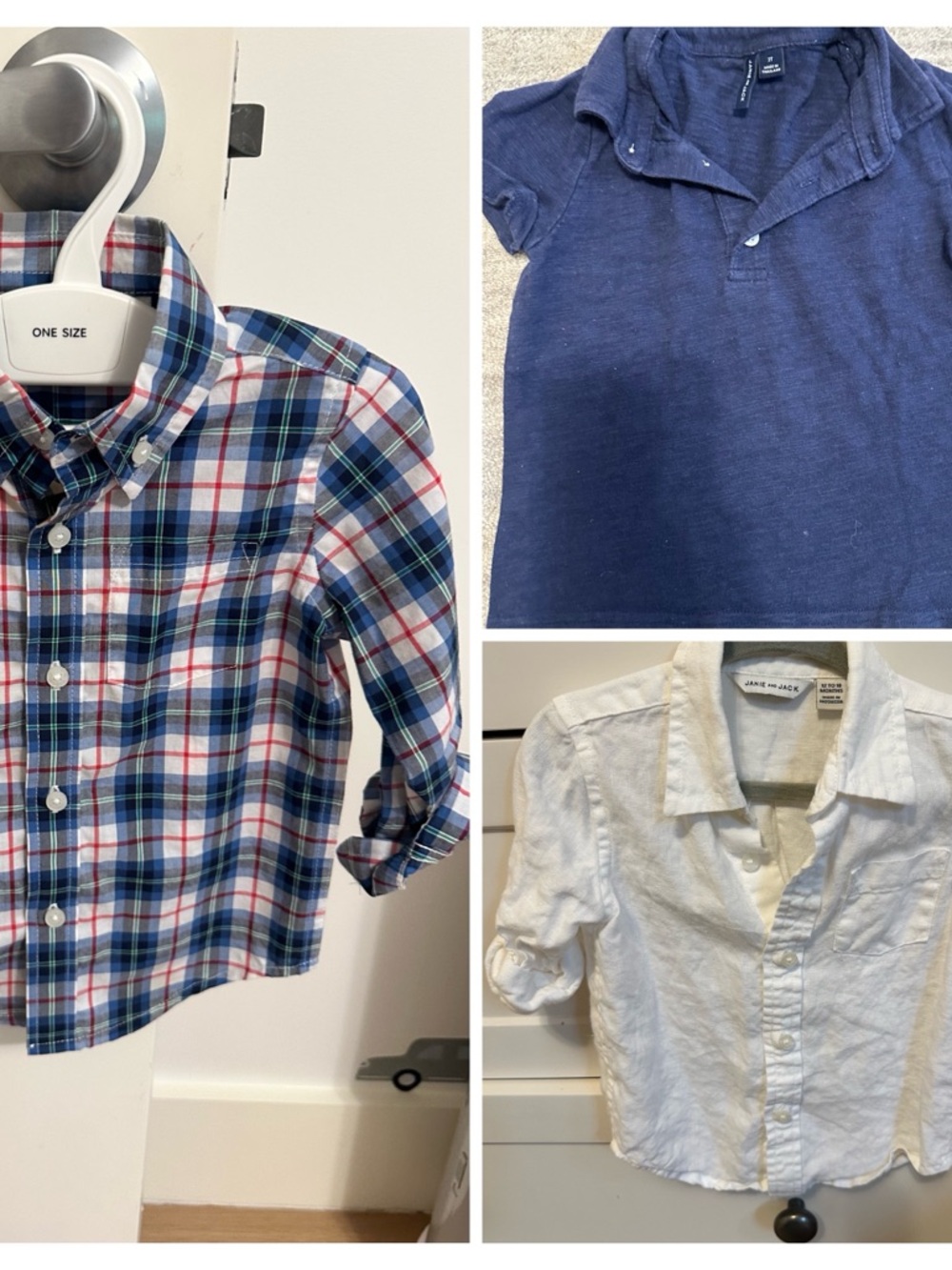 Janie and Jack Blue Plaid Button-Down & Navy Polo Set